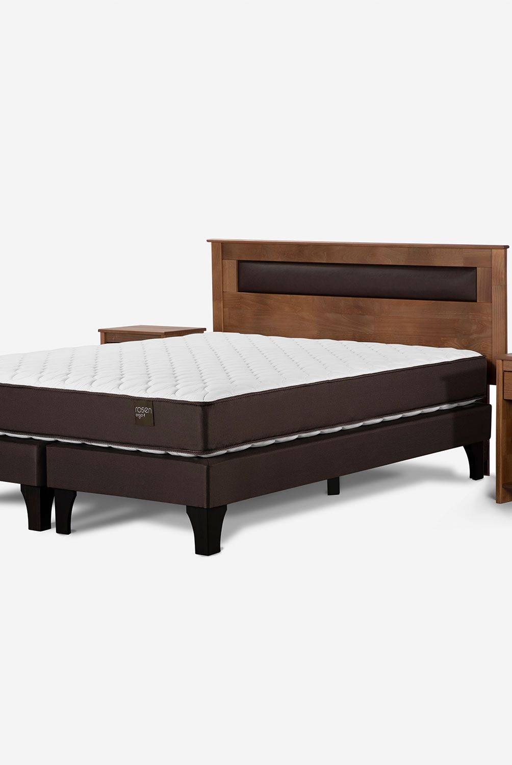 ROSEN - Cama Europea Ergo T 2 Plazas + Respaldo + 2 Veladores Rosen