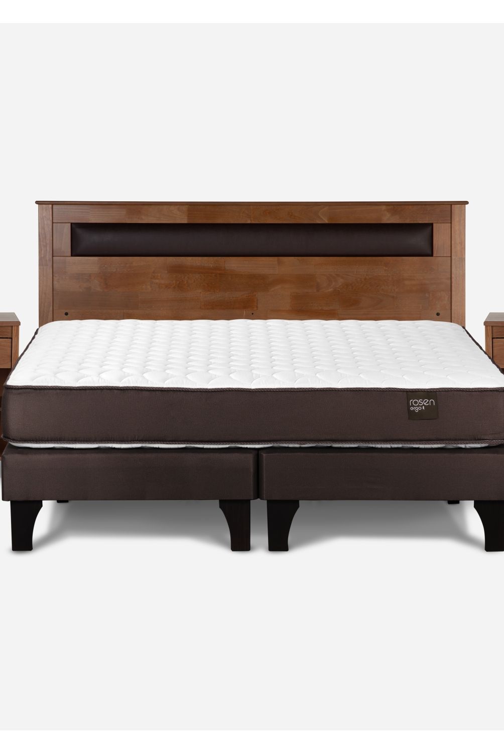 ROSEN - Cama Europea Ergo T King + Respaldo + 2 Veladores Rosen