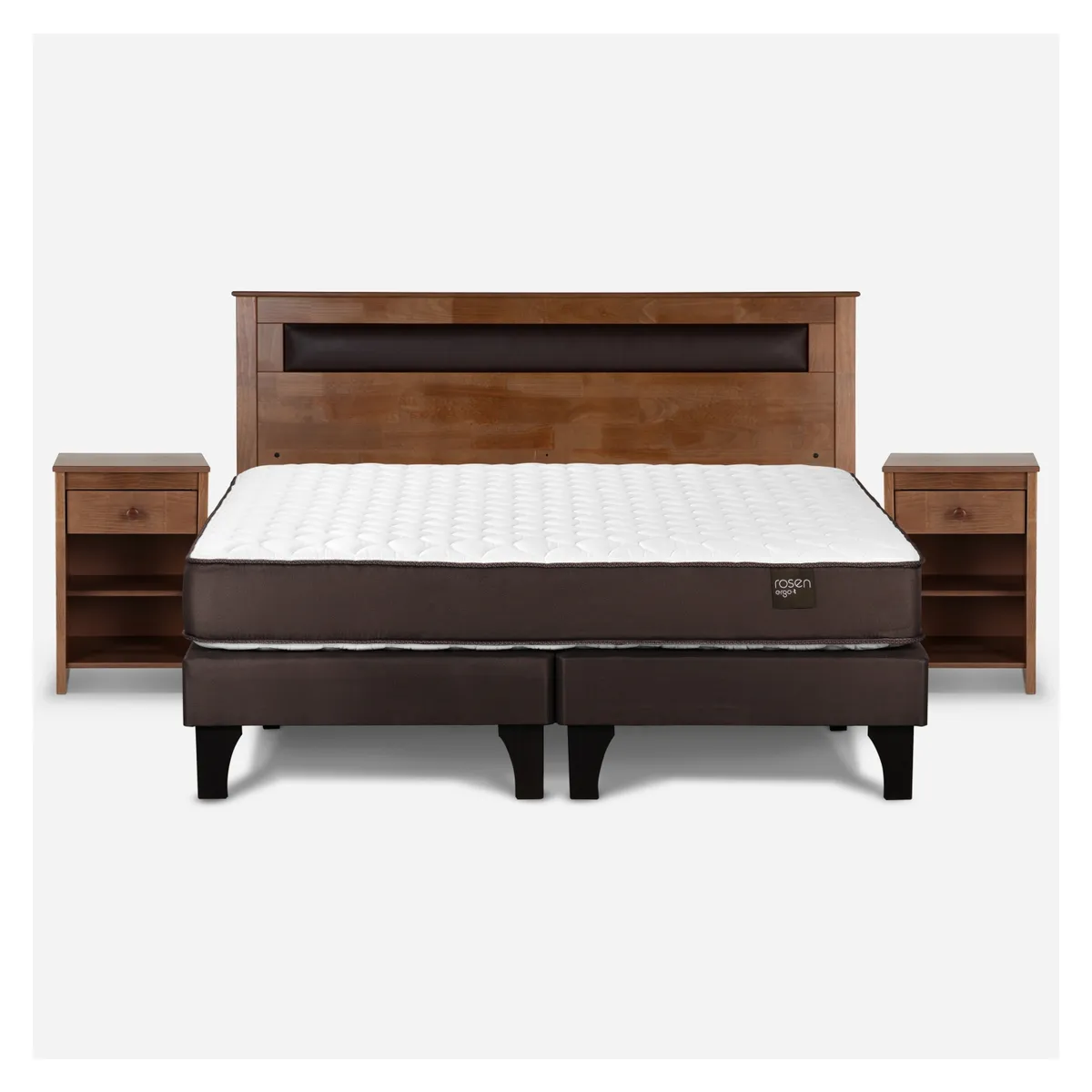 ROSEN - Cama Europea King Ergo T + Respaldo + 2 Veladores Ferrara Rosen