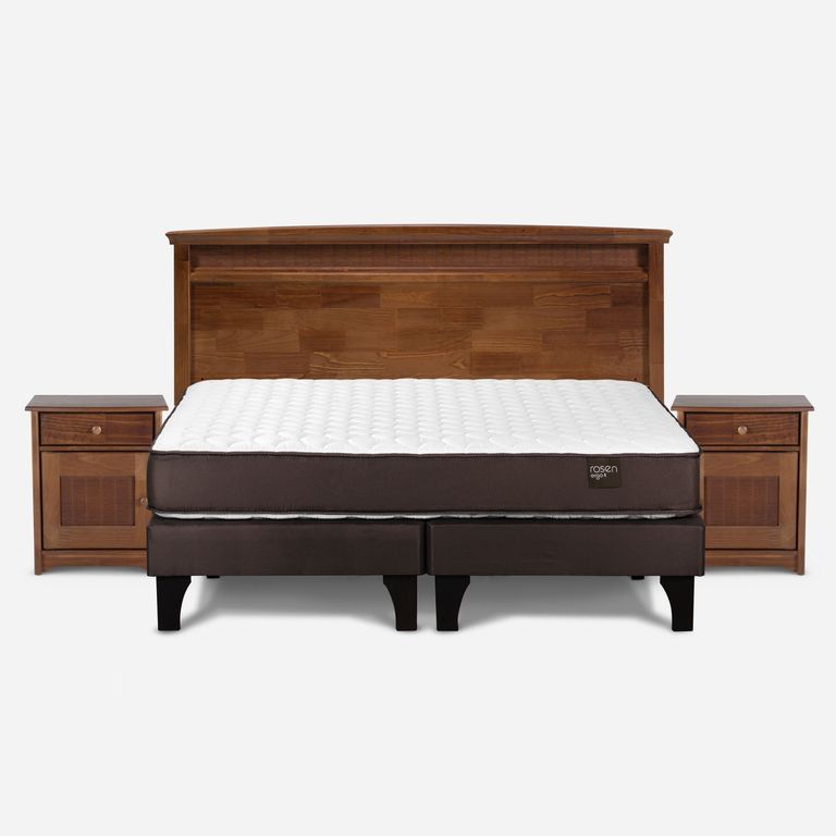 Cama Europea New Ergo T King x 2.00 mt Base Dividida + Respaldo + 2 Veladores