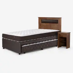 ROSEN - Cama Funcional Ergo T 1.5 Plazas Incluye respaldo + 1 Velador