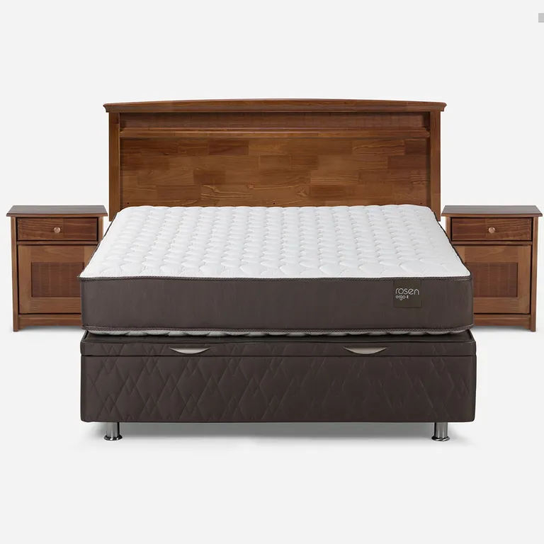 Cama baúl New Ergo T 2 Plazas x 2.00 mt + Respaldo + 2 Veladores