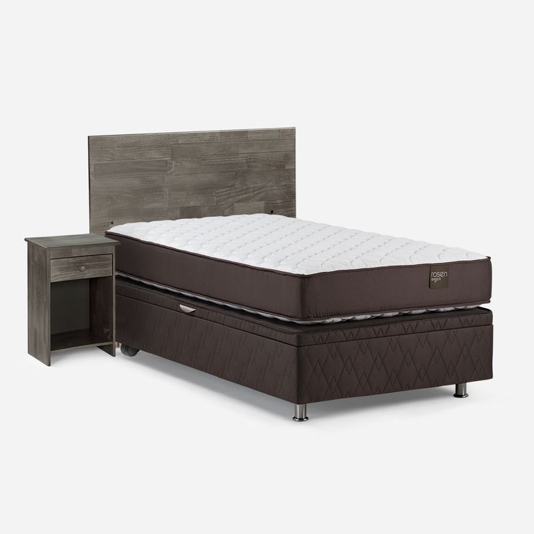 Cama baúl New Ergo T 1 Plaza x 2.00 mt + Respaldo + 1 Velador