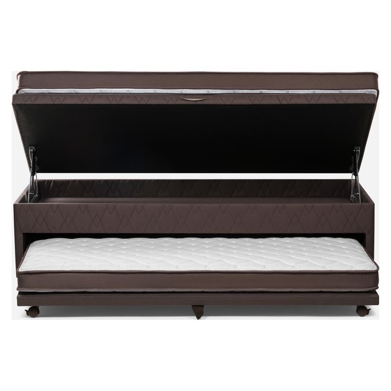 Cama baúl New Ergo T 1.5 Plazas x 2.00mt + Respaldo + 1 Velador