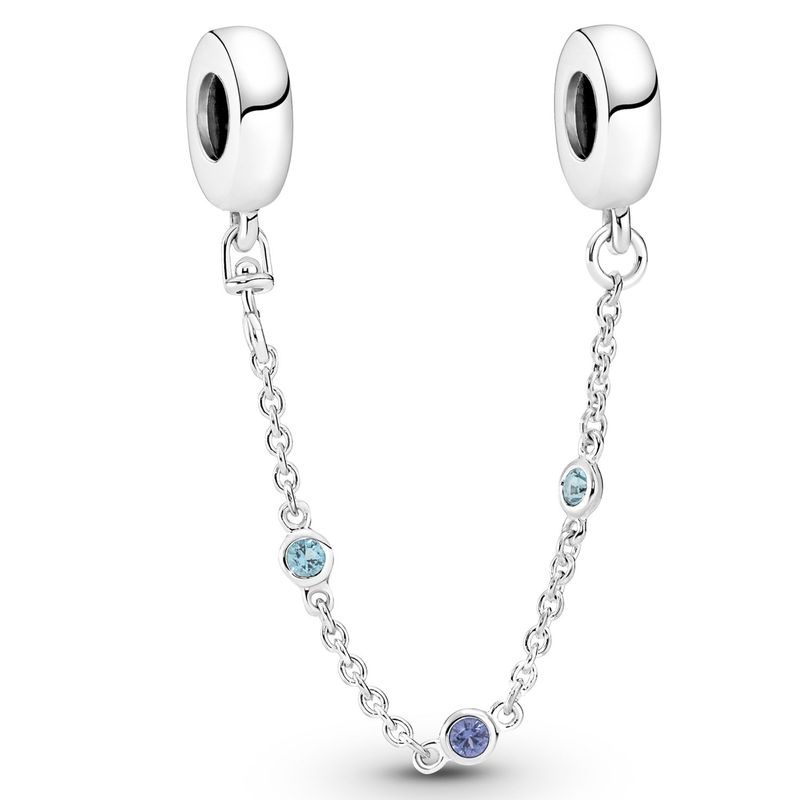 PANDORA - Cadena De Seguridad Tres Gemas Azules Mujer Pandora