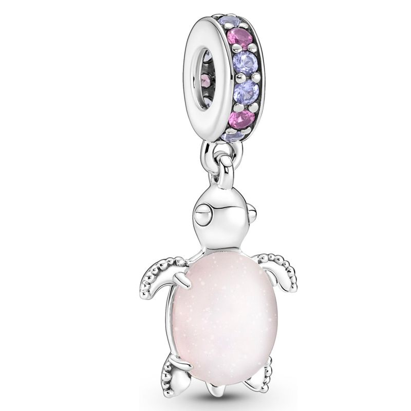 PANDORA - Charm Colgante Tortuga Marina Cristal De Murano Rosa Mujer Pandora