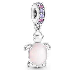 PANDORA - Charm Colgante Tortuga Marina Cristal De Murano Rosa Mujer