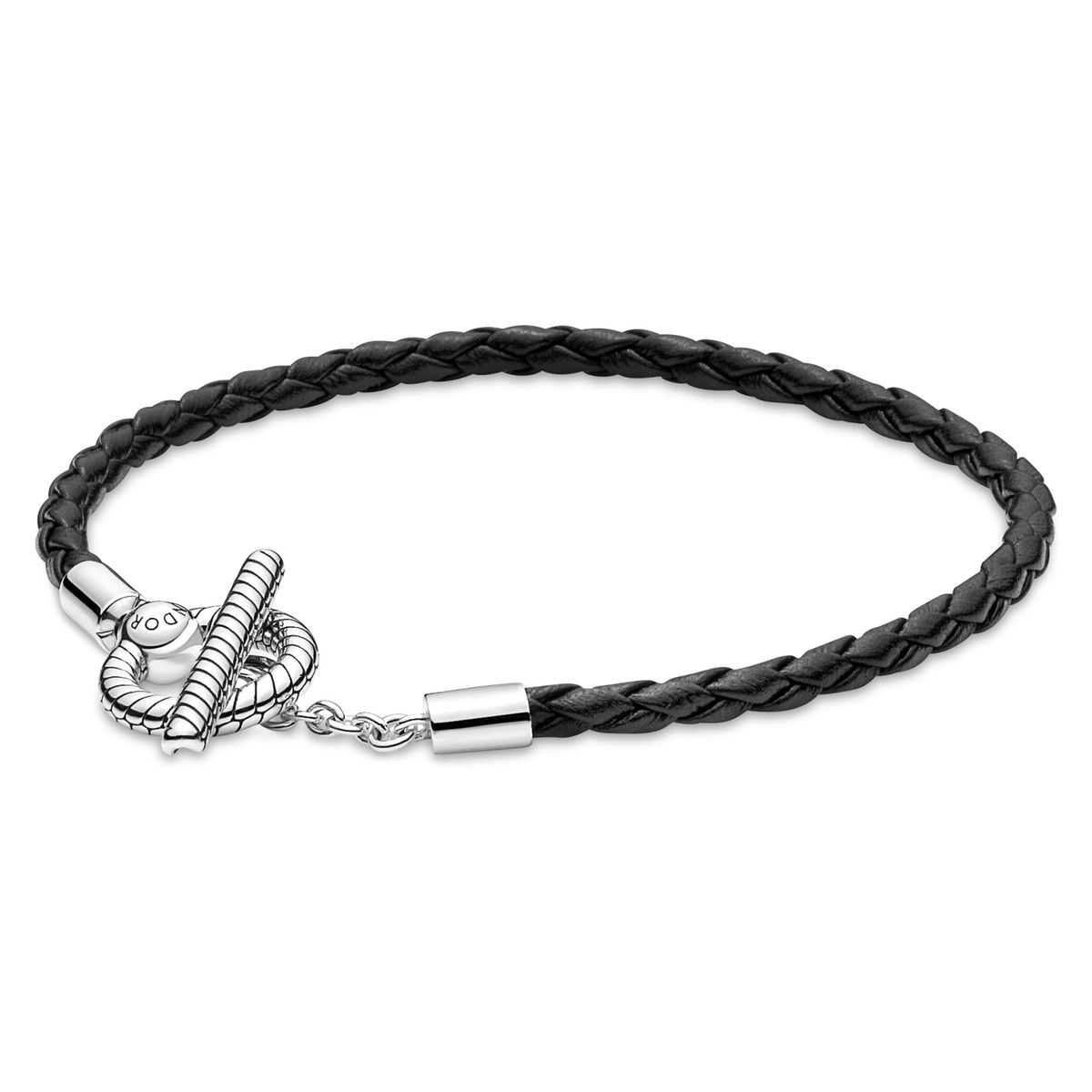 PANDORA - Brazalete Pandora Moments De Cuero Trenzado Con Cierre En Forma De T Mujer Pandora