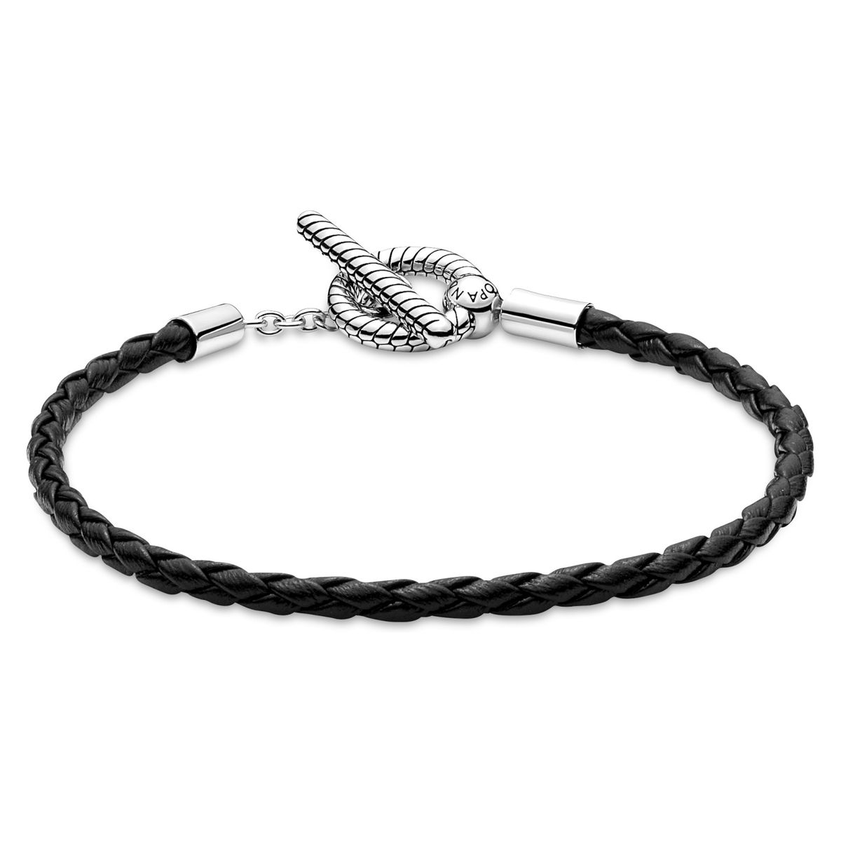 PANDORA - Brazalete Pandora Moments De Cuero Trenzado Con Cierre En Forma De T Mujer Pandora
