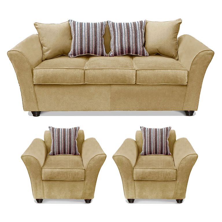 COMERCIALIZADORA ELEGANT DETAIL Juego De Living Minesota 3+1+1 Tela Beige