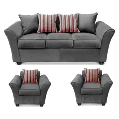 COMERCIALIZADORA ELEGANT DETAIL - Juego de Living Minesota 3+1+1 Tela Gris