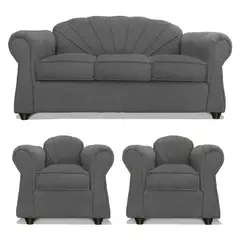 COMERCIALIZADORA ELEGANT DETAIL - Juego de Living Marsella 3+1+1 Tela Gris