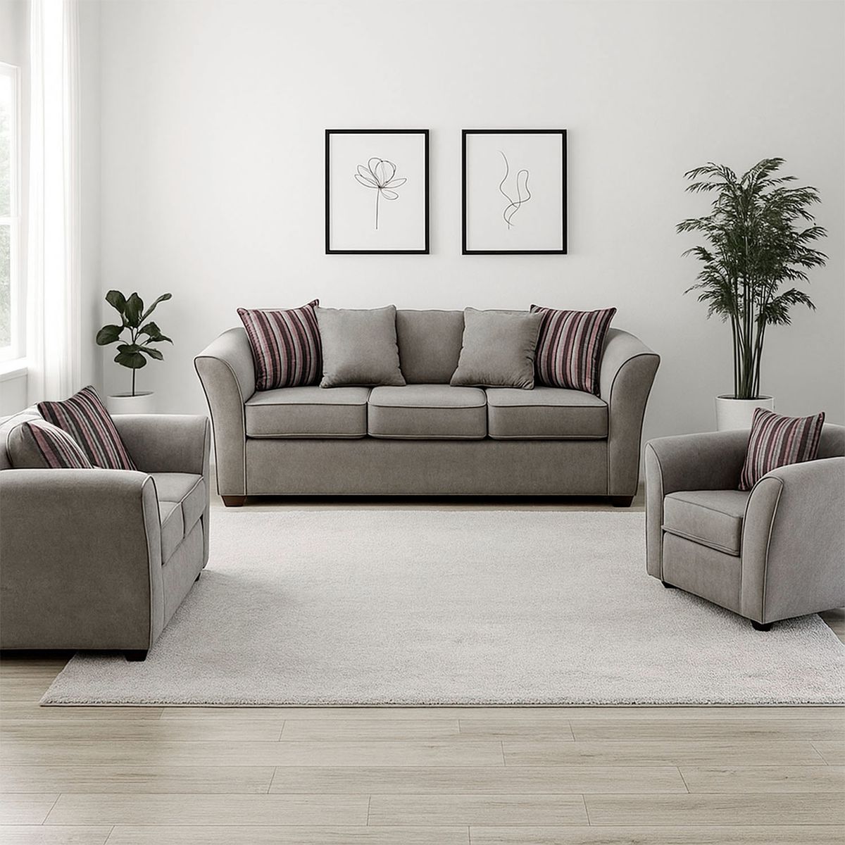 COMERCIALIZADORA ELEGANT DETAIL - Juego Living Minesota 3+2+1 Tel Comercializadora Elegant Detail