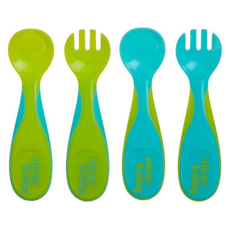 VITALBABY - Pack De 4 Cubiertos Plásticos Azul Vitalbaby