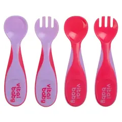 VITALBABY - Pack De 4 Cubiertos Plásticos Rosado