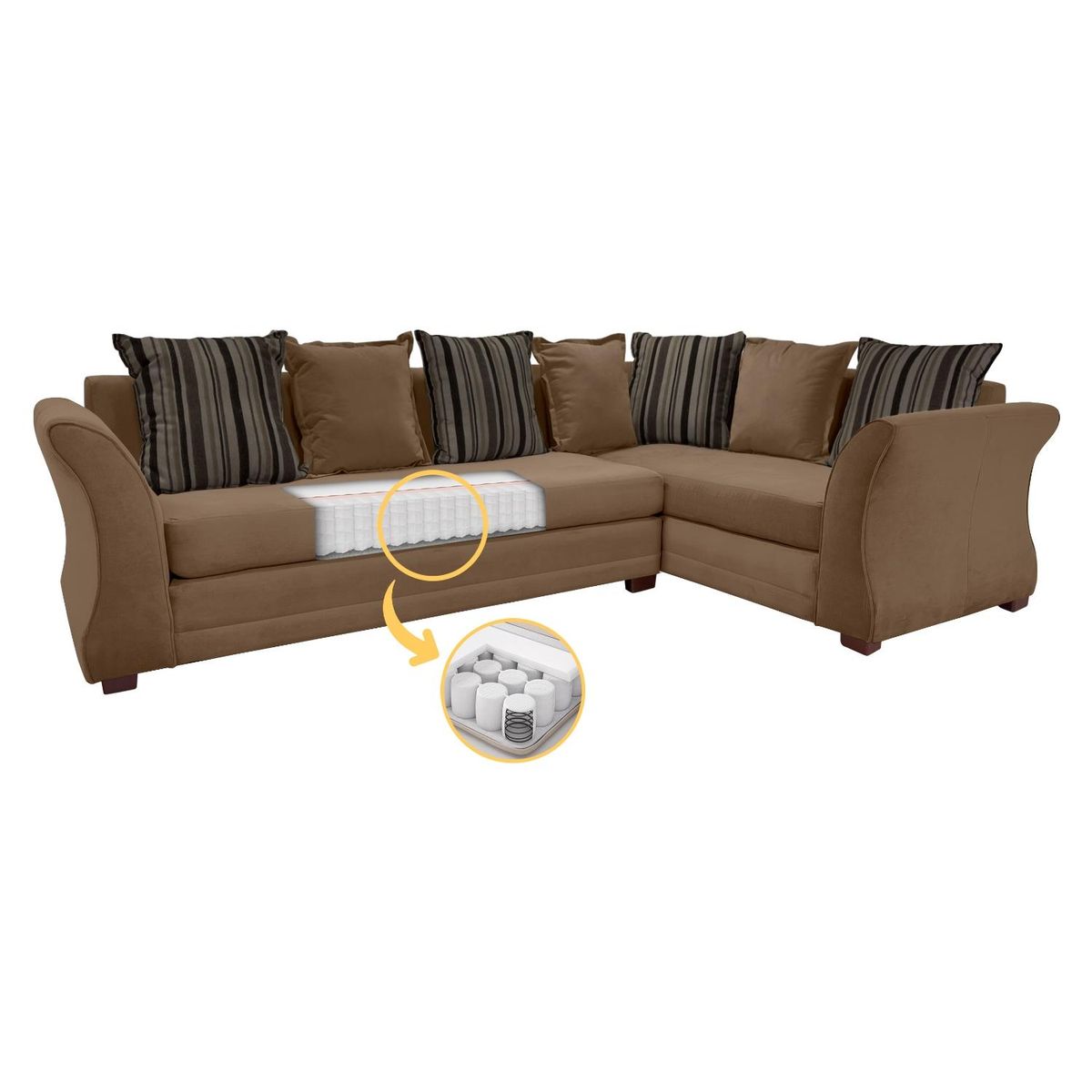 LIVING FACTORY - Sofá Seccional Camel Resorte Felpa Derecho Living Factory