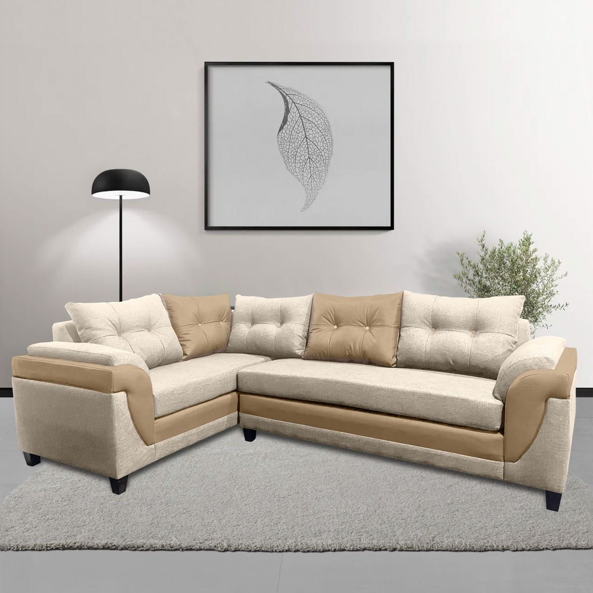 LIVING FACTORY - Sofá Seccional Jazz Resorte Lino/Pu Izquierdo Living Factory