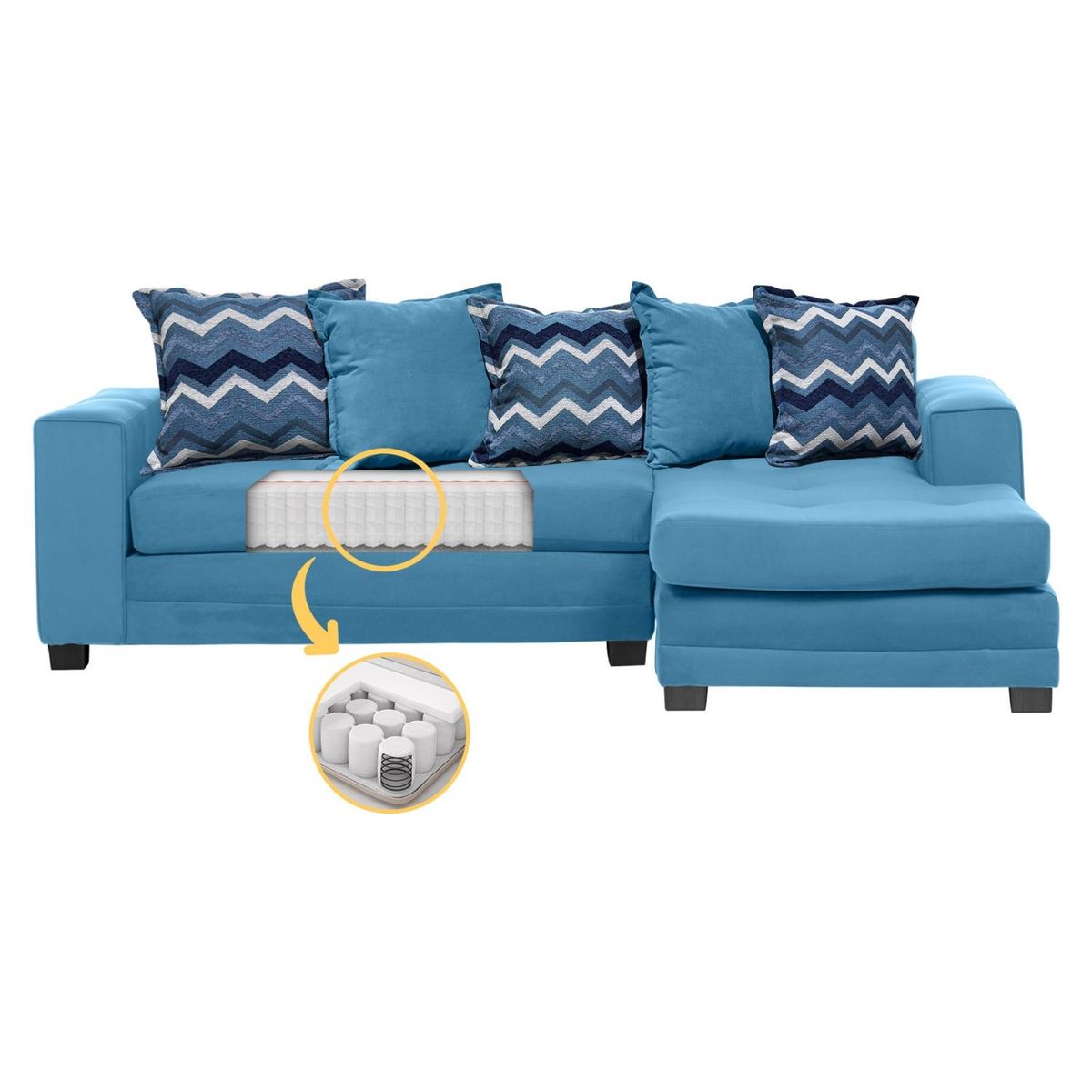 LIVING FACTORY - Sofá Seccional Derecho Felpa Milan Living Factory