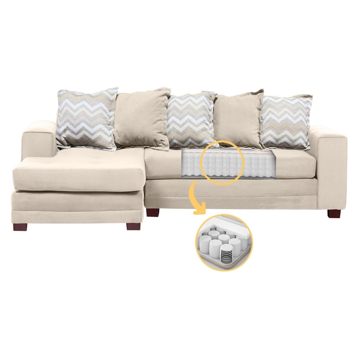 LIVING FACTORY - Sofá Seccional Izquierdo Milan Felpa Living Factory