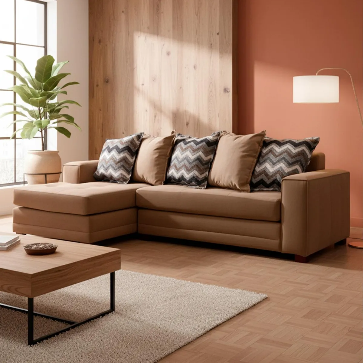 LIVING FACTORY - Sofá Seccional Izquierdo Milan Felpa Living Factory