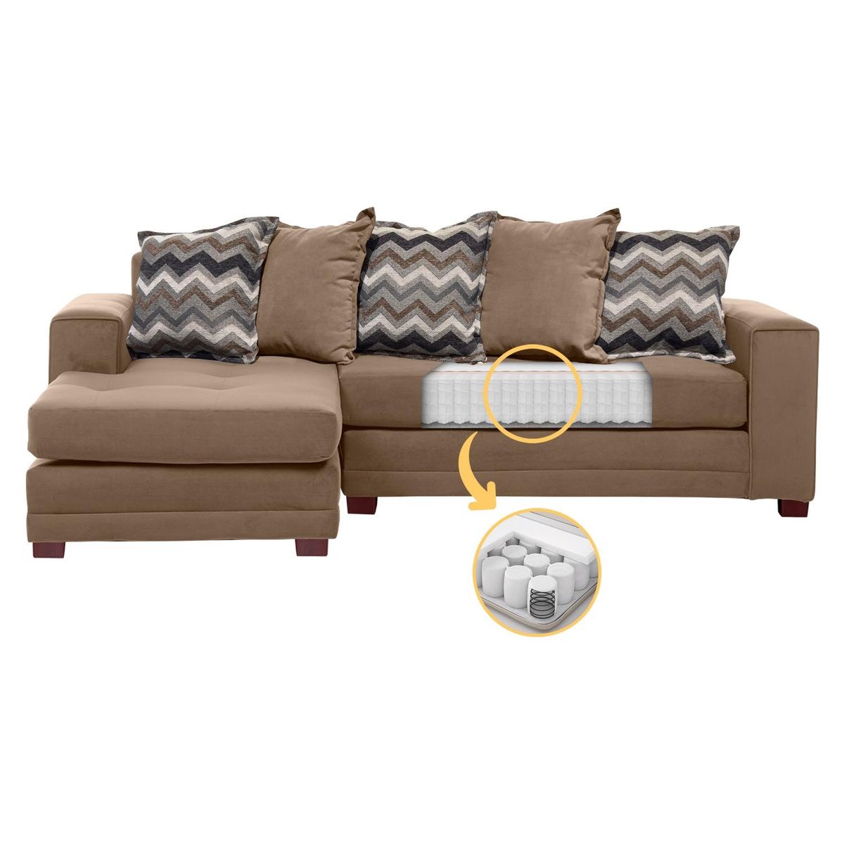 LIVING FACTORY - Sofá Seccional Izquierdo Milan Felpa Living Factory