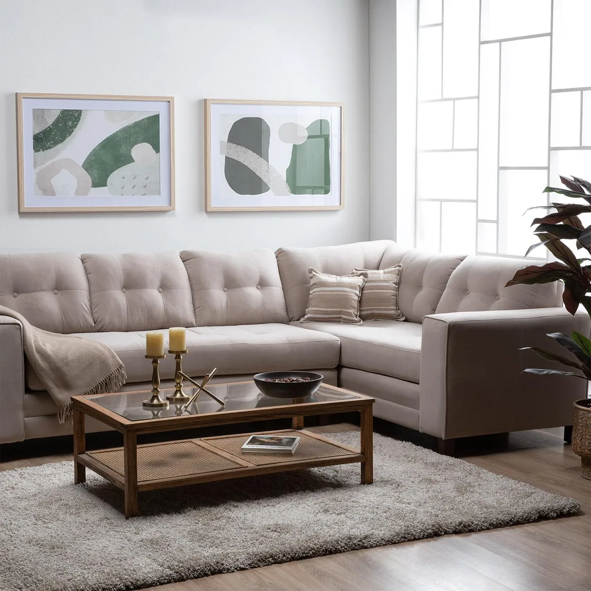 LIVING FACTORY - Sofá Seccional Dubai Resorte Felpa Derecho Living Factory