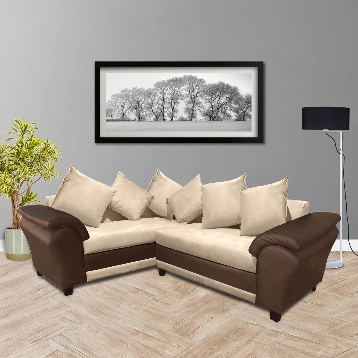 LIVING FACTORY - Sofá Seccional Capricho Resorte Pu/Felpa Izquierdo Living Factory