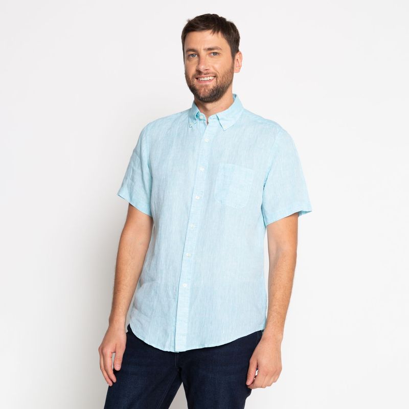 SAVILLE ROW - Saville Row Camisa Casual Manga Corta Lino hombre