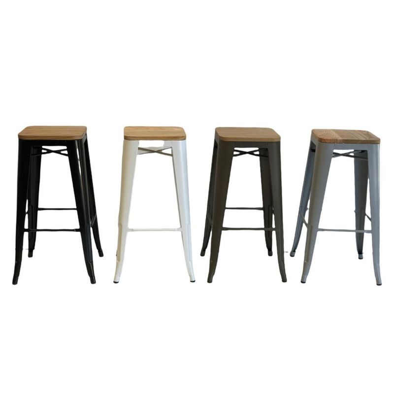 SERCOMKP - Banco de Bar Tolix 76cm Asiento de Madera