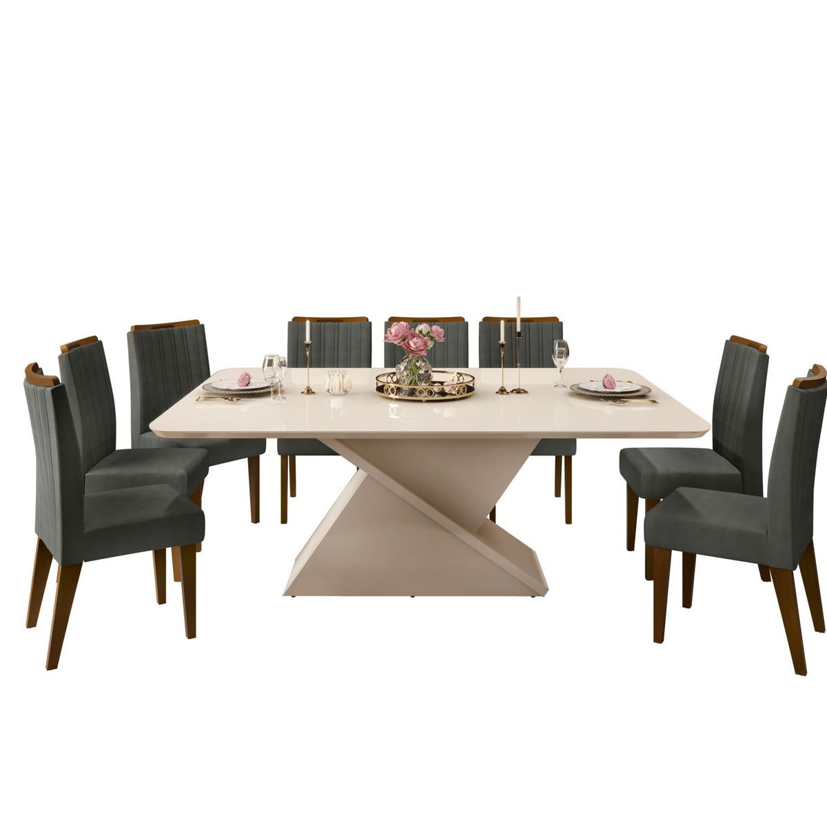 DI PORETTI - Juego De Comedor Zafira 8 Sillas 200X100X82 Cm Di Poretti