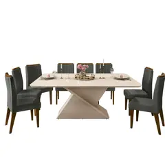 DI PORETTI - Juego De Comedor Zafira 8 Sillas 200X100X82 Cm