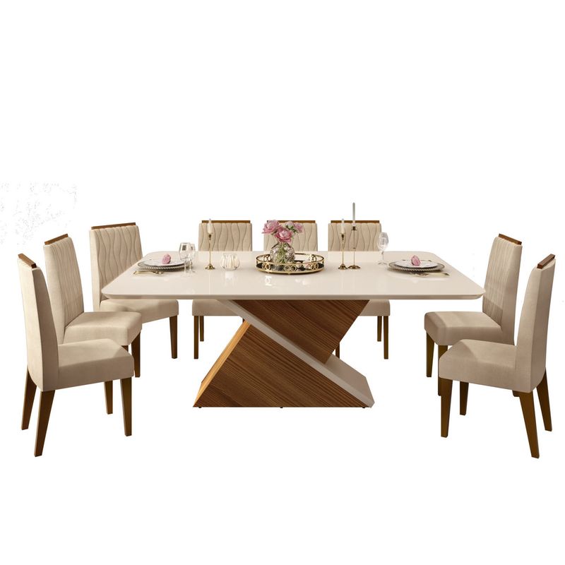 DI PORETTI - Juego de Comedor Diva 8 Sillas 200x100x82