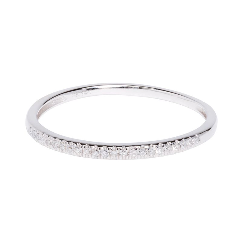 AG ALTA GAMA - Anillo Cintillo De Oro Blanco 14Kt Con Diamantes 0,08Ct Ag Alta Gama
