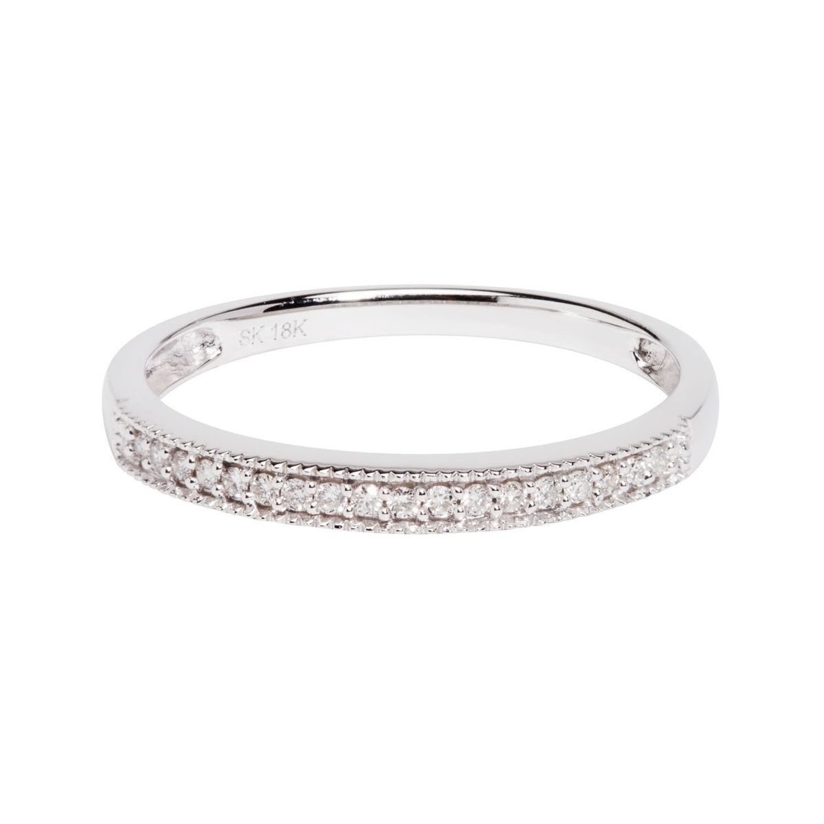 AG ALTA GAMA - Anillo Cintillo De Oro Blanco 18Kt Con Diamantes 0,1Ct Ag Alta Gama
