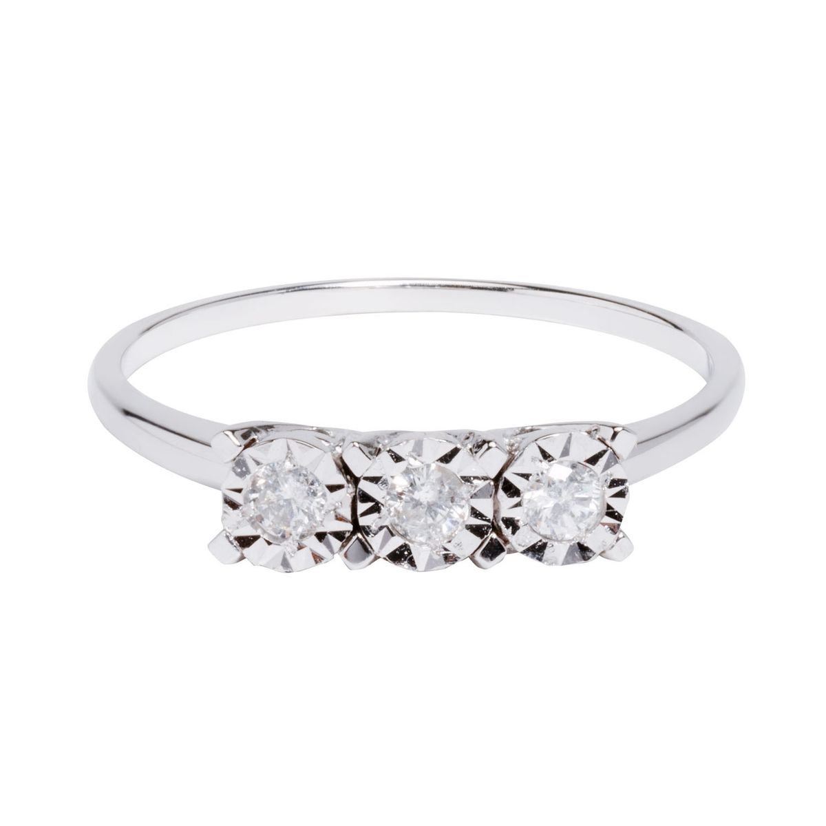 AG ALTA GAMA - Anillo De Oro Blanco 18Kt Con Diamantes 0,18Ct Ag Alta Gama