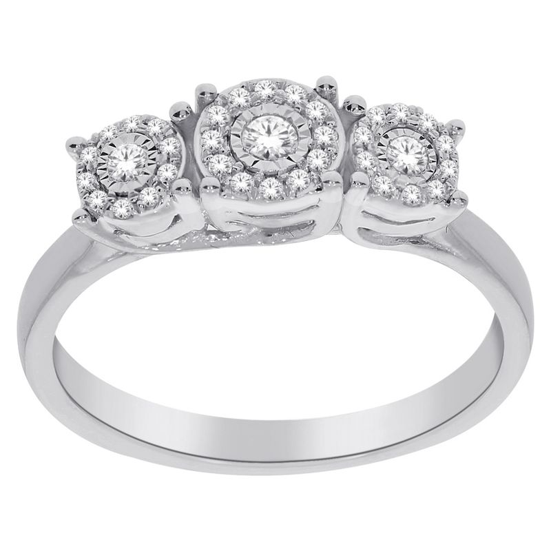 AG ALTA GAMA - AG Alta Gama Joyería Anillo De Oro Blanco 18Kt Con Diamantes 0,2Ct
