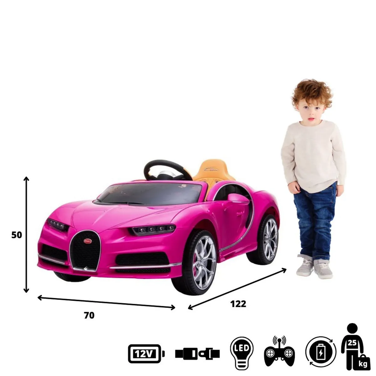 KIDSCOOL - Auto De Juguete Bugatti A Bateria Rosado Kidscool