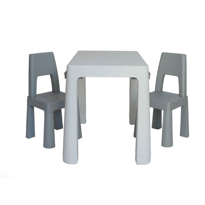 KIDSCOOL - Juego Mesa Blanca Para Niños 2 Sillas Grises Kidscool