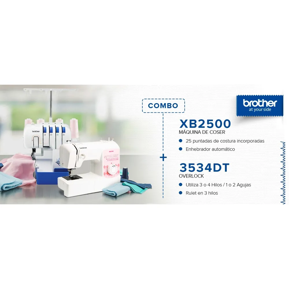 Combo Overlock 3534DT + Máquina Coser XB2500, foto 7