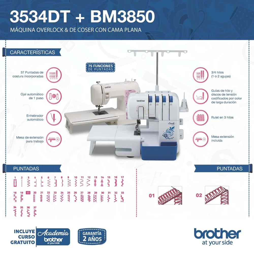 Brother BM3850 + 3534DT Blanco, foto 2