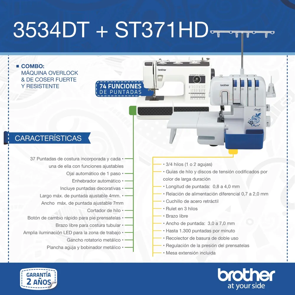 Combo Overlock 3534DT + Máquina Coser ST371HD, foto 2