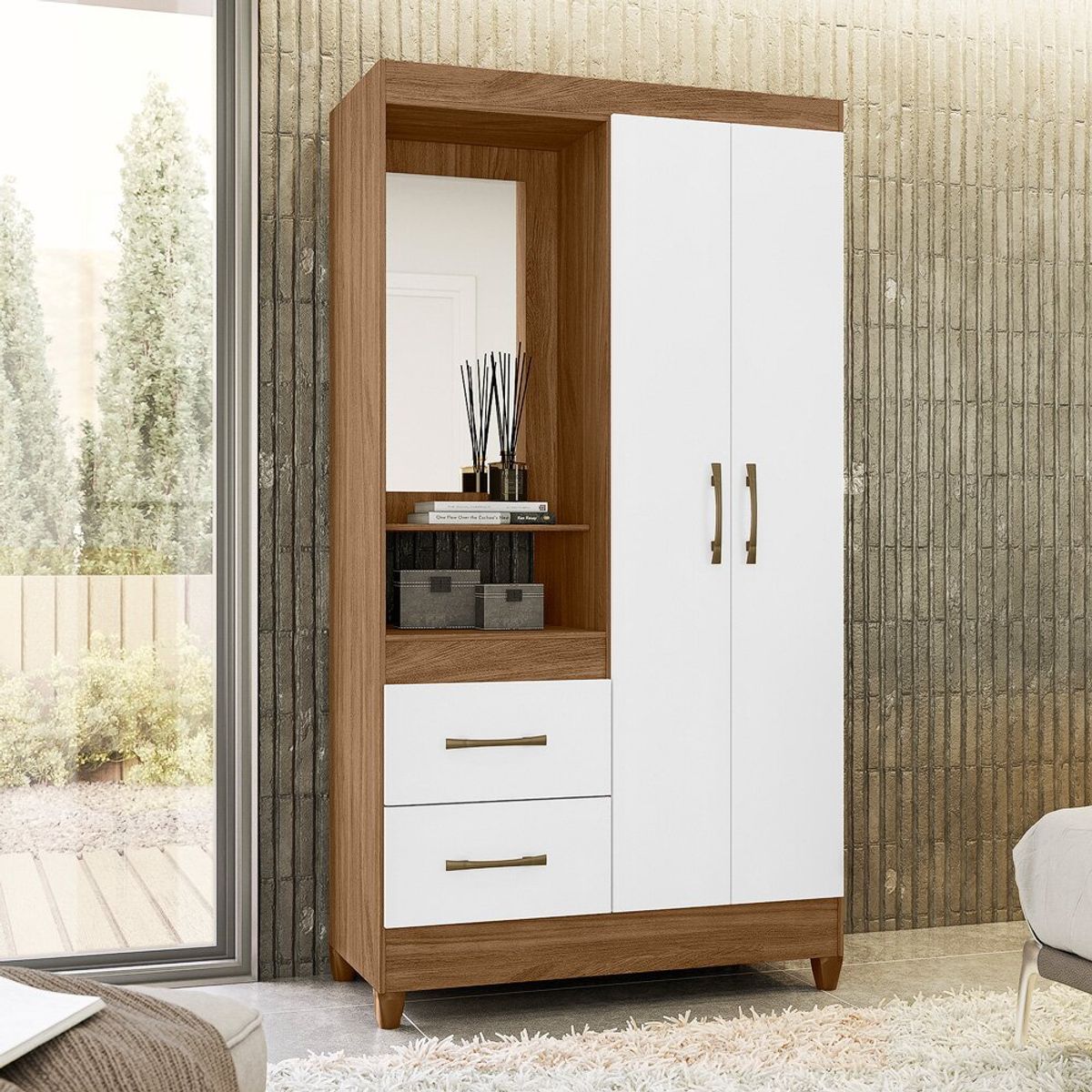 ROCH LTDA - Closet Roch Leme 2 puertas 2 Caj Natural Blanco