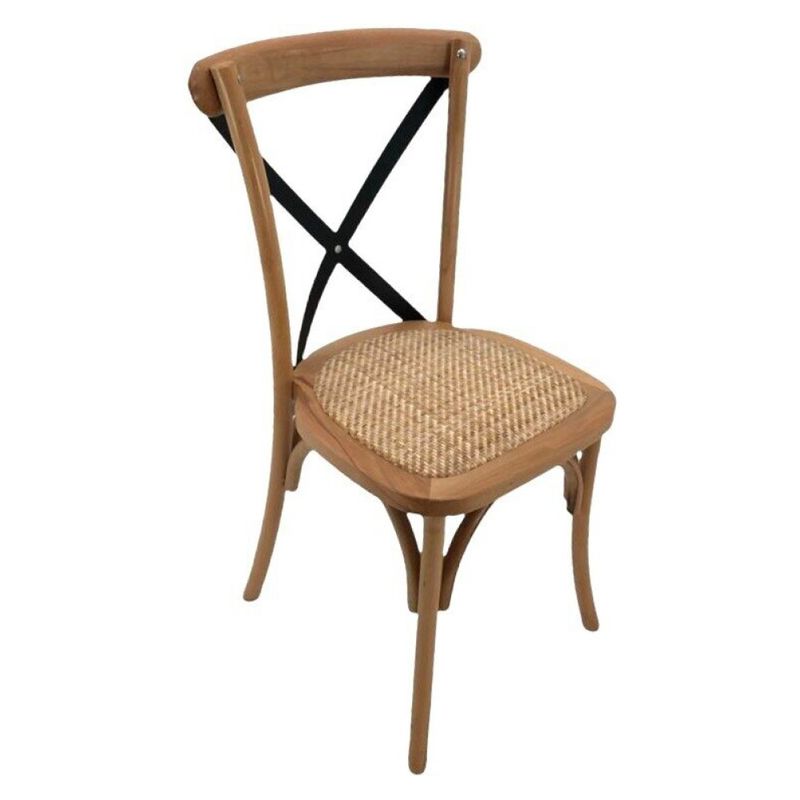 SERCOMKP - Silla Crossback Tostado Cruceta Metálica