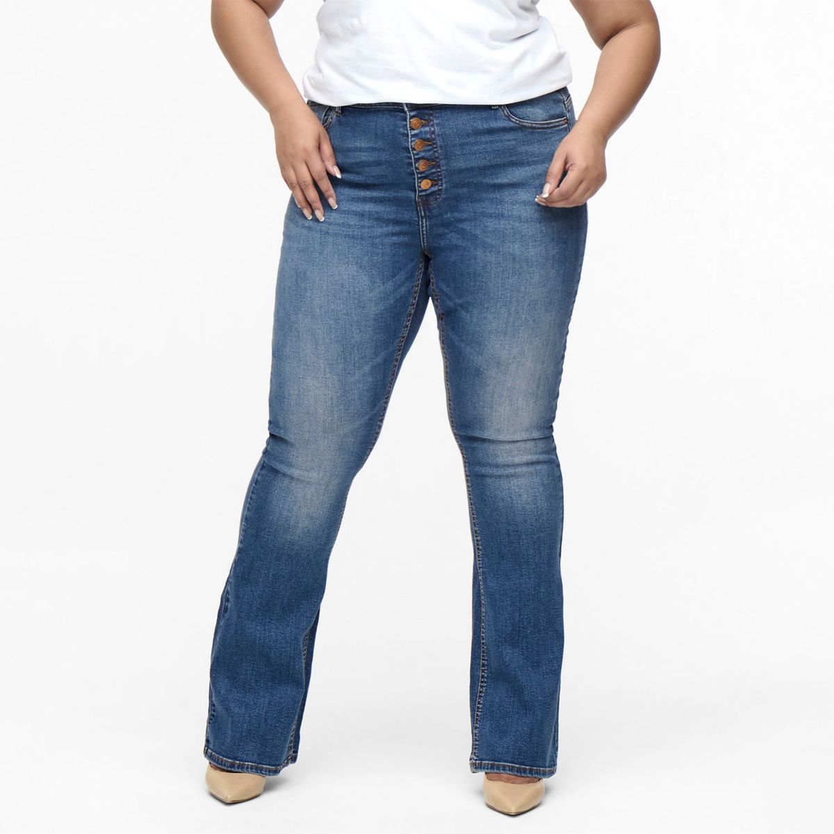 ONLY - Jeans Flare Tiro Alto Algodón Mujer Only