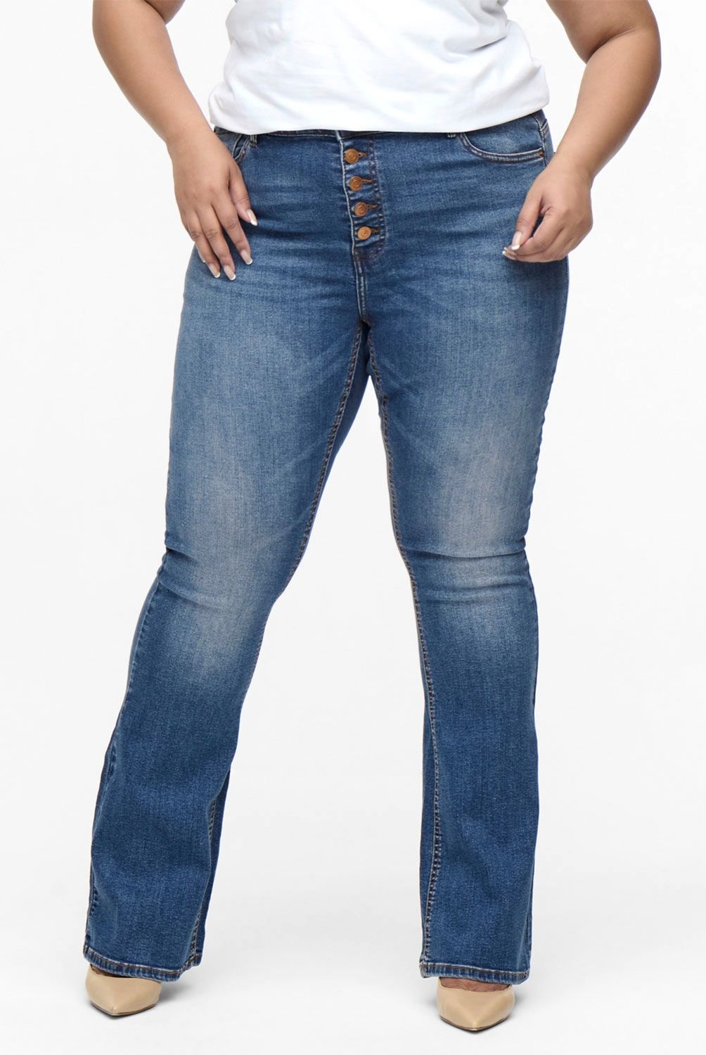 ONLY - Jeans Flare Tiro Alto Algodón Mujer Only