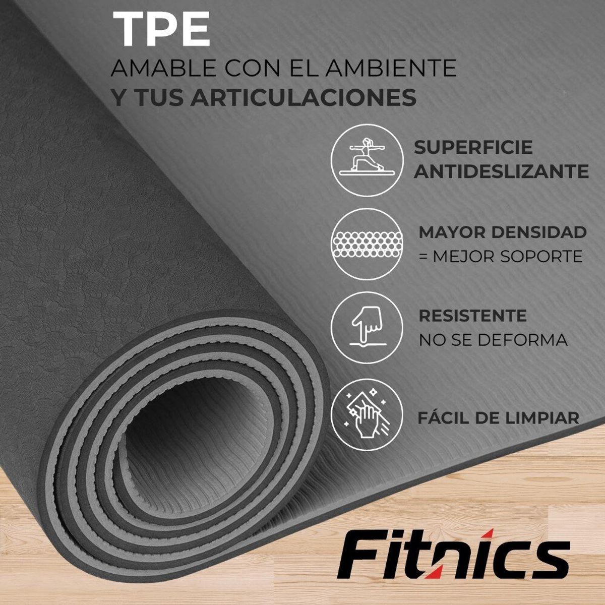 FITNICS - Mat Yoga Colchoneta Guías Eco 6Mm  Bolso  Correa
