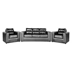 JDO & DESIGN - Juego Living 3+1+1 Nize Pu Negro Mica