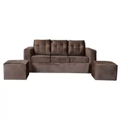 JDO & DESIGN - Sofá 3 Cuerpos Nize 2 Pouf Felpa