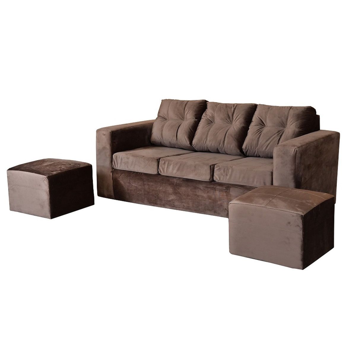 JDO & DESIGN - Sofá 3 Cuerpos Nize 2 Pouf Felpa Jdo & Design