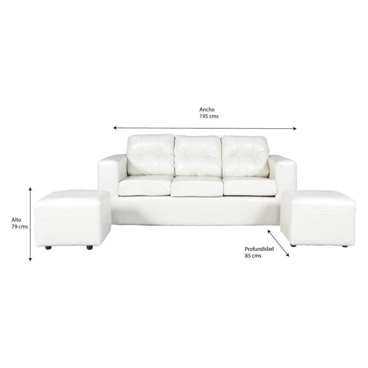 JDO & DESIGN - Sofá 3 Cuerpos Nize 2 Pouf Pu Jdo & Design